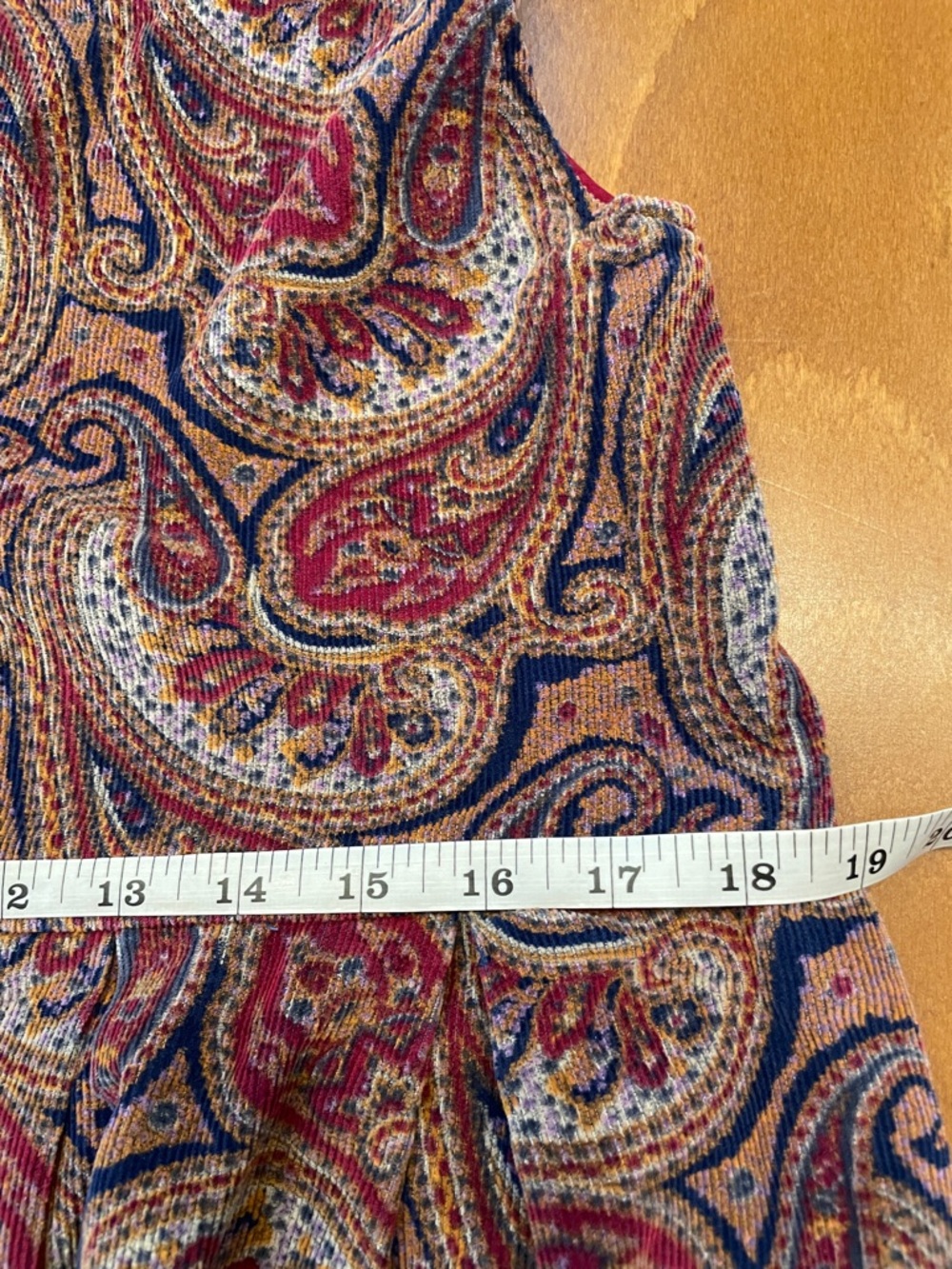 Vintage Paisley Corduroy Jumper Handmade in Burgundy and Blue-Violet Print - Picture 15 of 16